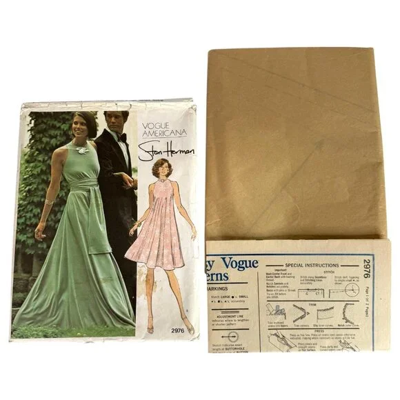 70s Vogue 2976 Sewing Pattern Size12 Stan Herman pull Over Tent Dress Uncut VTG - Picture 3 of 7